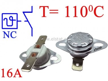Termostat bimetaliczny 16A 250VAC 110�C poziomy NC