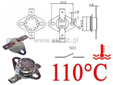 Termostat bimetaliczny 250VAC 10A 110C poziomy NO