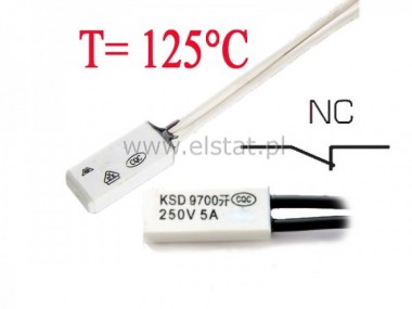 Termostat bimetaliczny NC 125C 5A/250V KSD9700