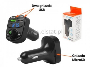 Transmiter FM  MP3 z wyw. Bluetooth 2x USB