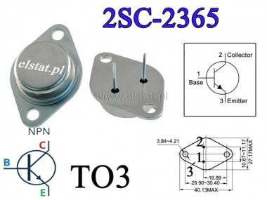 Tranzystor 2SC2365; NPN; 600/500V; 6A; 50W; TO3