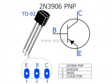 Tranzystor PNP  40V  0.2A 0,6W  TO92