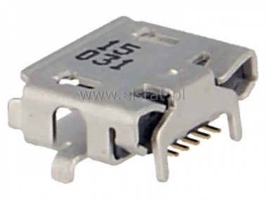 USB micro gniazdo typ AB SMD+ DIP5; 2 nogi pionowe