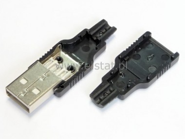 USB  Wtyk  A na kabel z oson czarn zaciskany