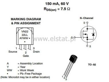 VN 2222L MOSFET TO92 N-CH 60V 0,5A 