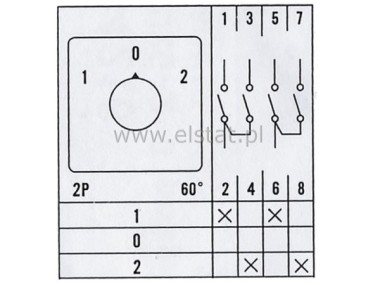 Wycznik 20A, 2-tory, 2-warstwy (1-0-2); 48mm