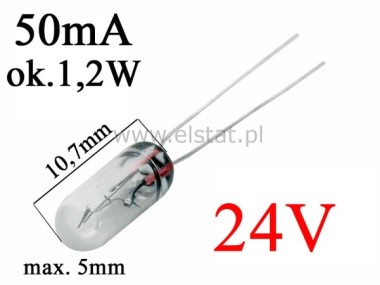 arwka 24V; 50mA; miniaturowa; 1,2W; 5mm