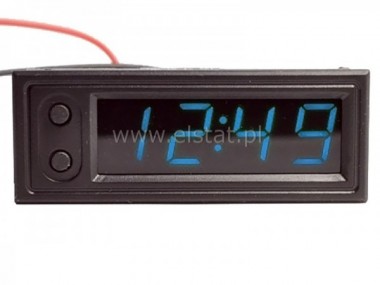 Zegar LED 4.5-30V; termometr woltomierz; niebieski
