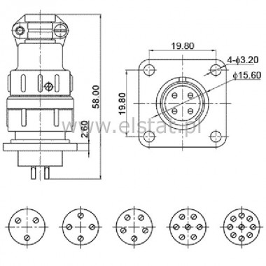 Zcze przemysowe (gn+wt) C06 4 pin CONNFLY