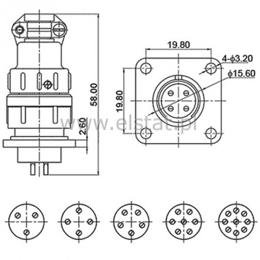 Zcze przemysowe ( gn+wt ) C06 9 pin CONNFLY