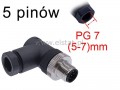K�towe z��cze czujnika 5 pin�w; wtyk m�ski M12 PG7