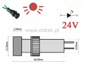 Kontrolka LED 5mm; 24VDC + przew. czerwona MIG