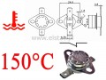 Termostat bimetaliczny 250VAC 10A 150C poziomy NC