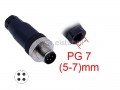 Z��cze czujnika 4 piny; wtyk m�ski M12; PG7