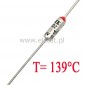 Bezpiecznik termiczny 10A  139°C  axialny; THT