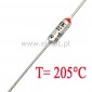 Bezpiecznik termiczny 10A  205°C  axialny; THT
