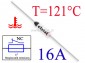 Bezpiecznik termiczny 16A; 121�C; axialny; THT