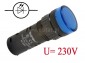 Kontrolka  AD16-16E, 230V niebieska 16mm/39mm