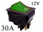 Przełącznik stabilny zielony; OFF-ON; 12V 30A; 4P