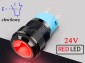 Przycisk chwilowy 16mm; czerwony LED 9-24V; ON-OFF
