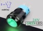Przycisk stabilny 16mm; zielony LED 9-24V; ON-OFF