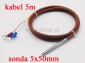 Sonda temperatury PT100  5x50mm; 250 st.C; 5m; 3P