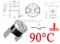 Termostat bimetaliczny 250VAC 10A 90°C pionowy, NC
