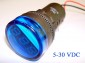 Woltomierz okrągły LED  niebieski  5- 48VDC 28mm